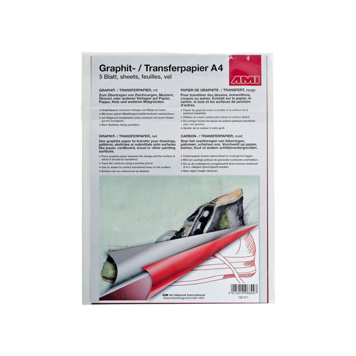 Material Rot AMI Graphitpapier A4, 5Bg., Rot