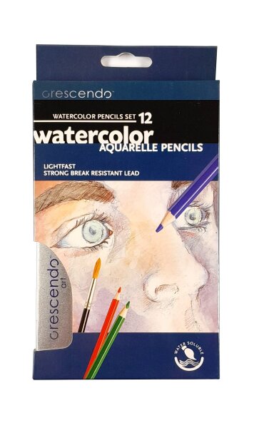Watercolor Pencil Set in Metal Case, 12 Pieces