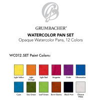 Opaque Watercolor Set, 12 Pans