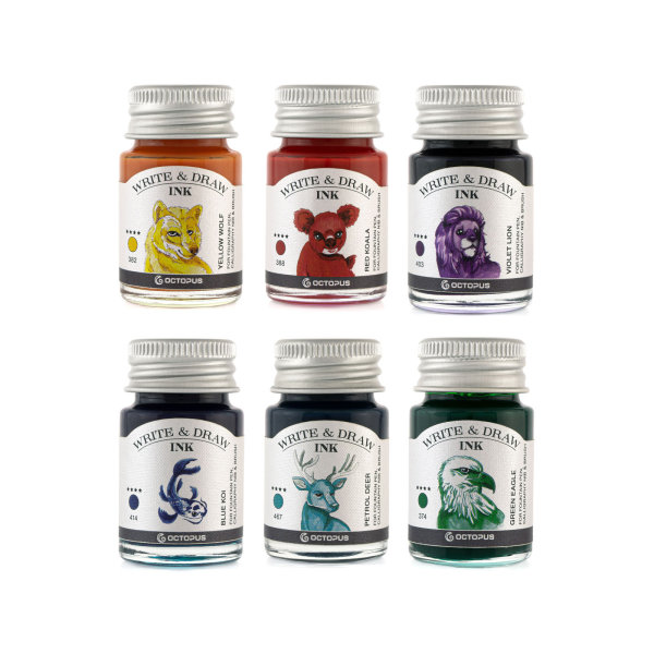 Octopus Write and Draw Ink Set RAINBOW, 6 x 10ml