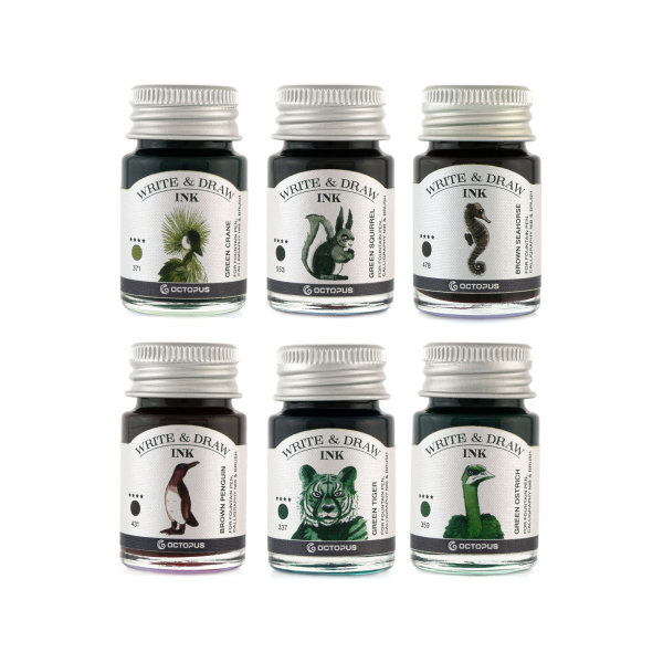 Octopus Write and Draw Ink Set FOREST, 6 x 10ml