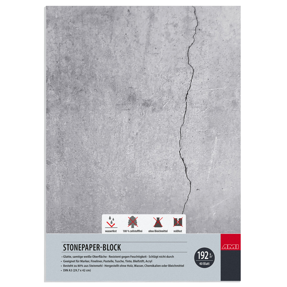 Stonepaper-Block 192g, A3, 40Bl.