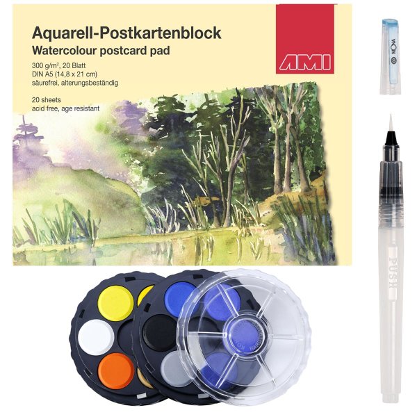 Aquarell Postkartenblock A5 Set