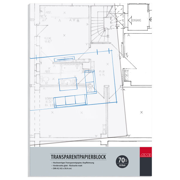 Transparentpapierblock  70g, A2, 50Bl.