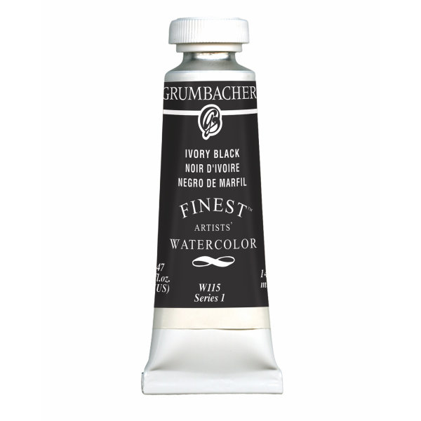 Grumbacher Finest Watercolor 14ml Ivory Black