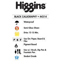 Calligraphy Black Ink, W-Proof, 2.5 oz.