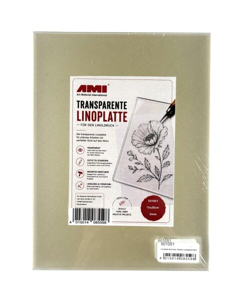 Linolplatte Soft 3mm, 15x20cm transparent  VE16